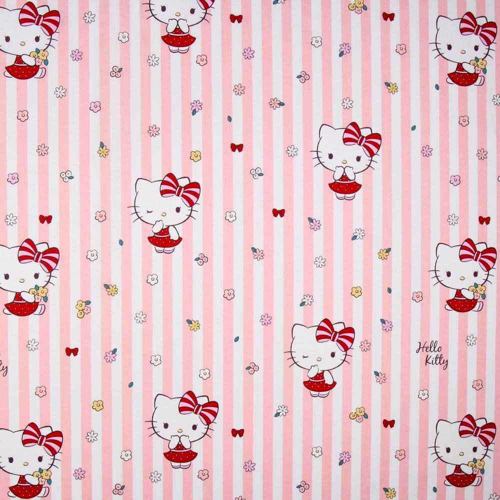 Hello Kitty Rosa Popeline - Ribes y Casals