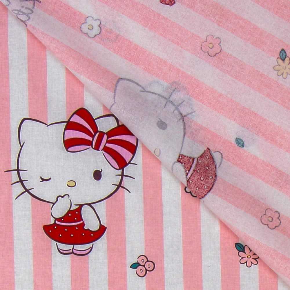 Hello Kitty Rosa Popeline - Ribes y Casals