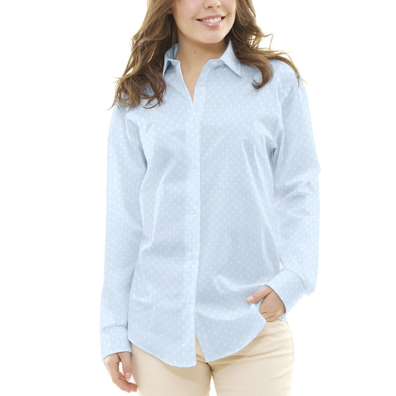 Polka Dot Popeline Hellblau Needle - Ribes y Casals