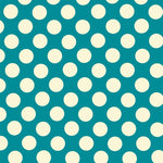 Flamenco Polka Dots Popeline mit Aquamarin Hintergrund 15mm - Ribes y Casals