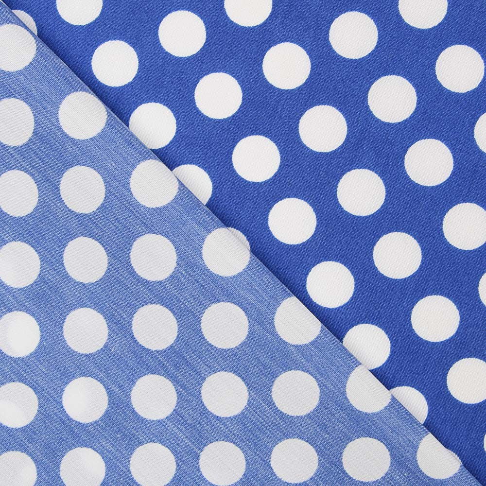 Flamenco Polka Dots Popeline Blau Hintergrund 15mm - Ribes y Casals