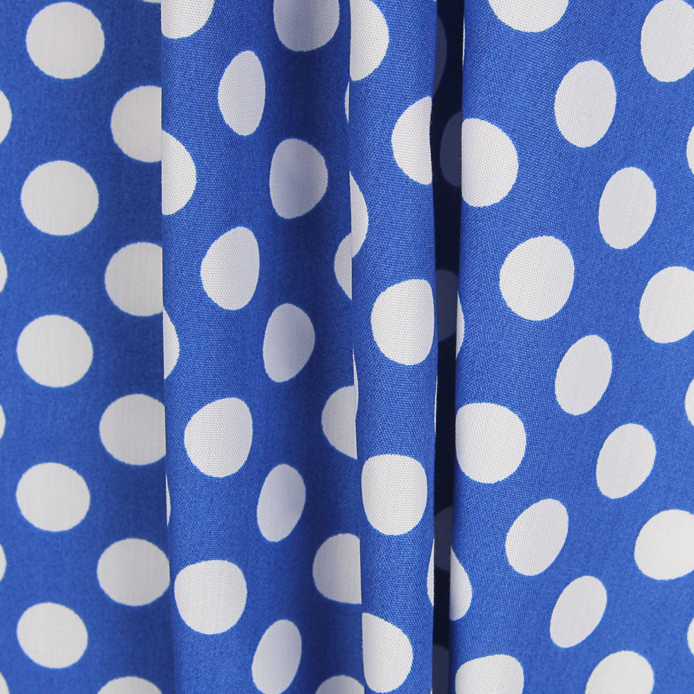 Flamenco Polka Dots Popeline Blau Hintergrund 15mm - Ribes y Casals
