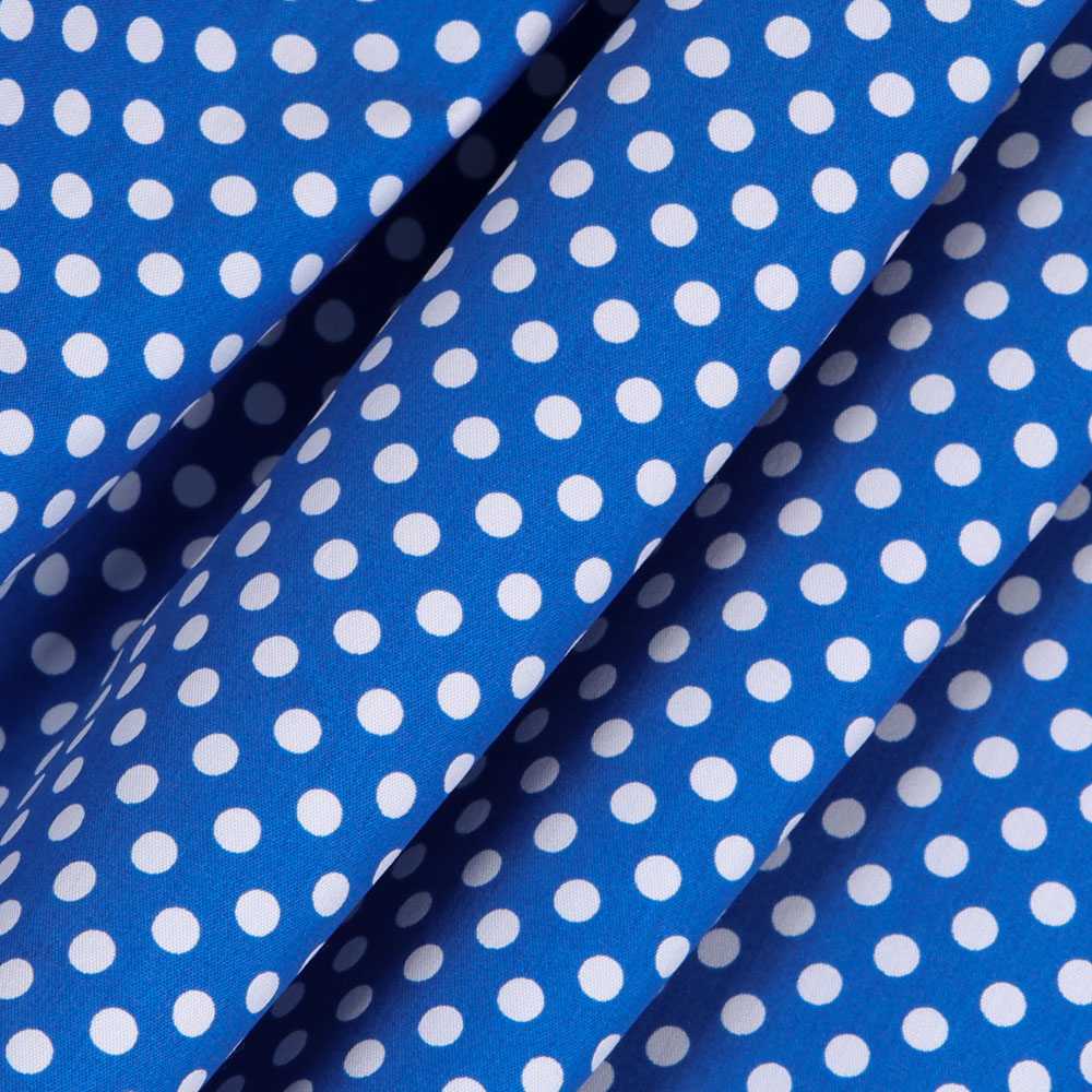 Flamenco Polka Dots Popeline Blau Hintergrund 7mm - Ribes y Casals