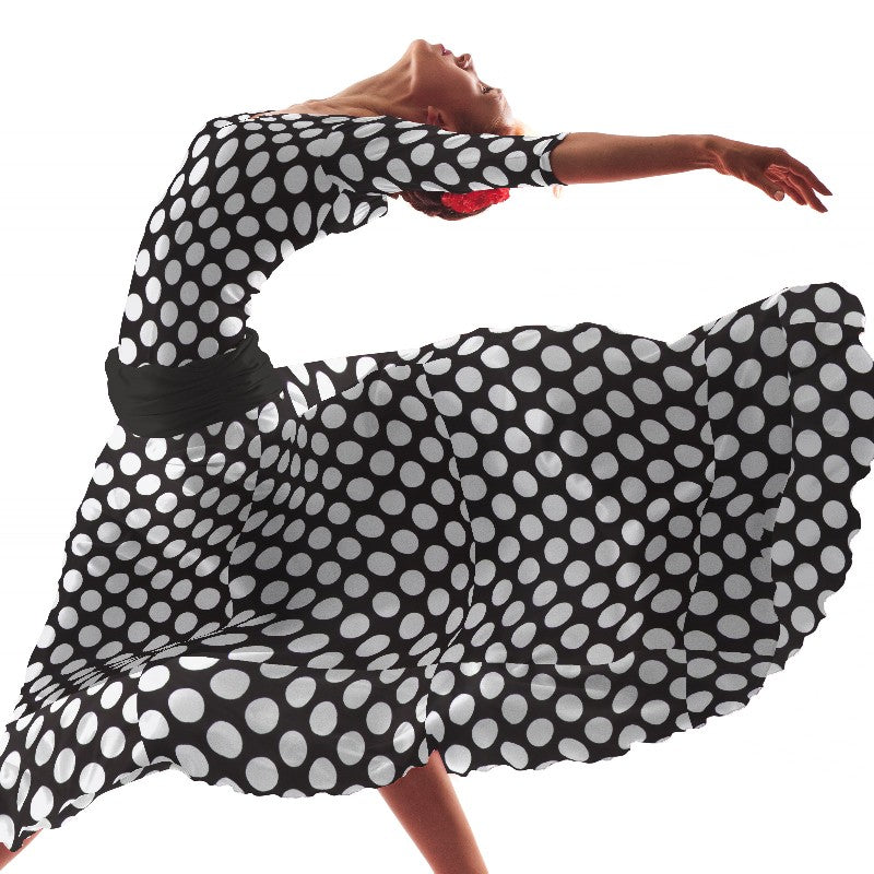 Flamenco Polka Dots Popeline Schwarzer Hintergrund 60mm - Ribes y Casals