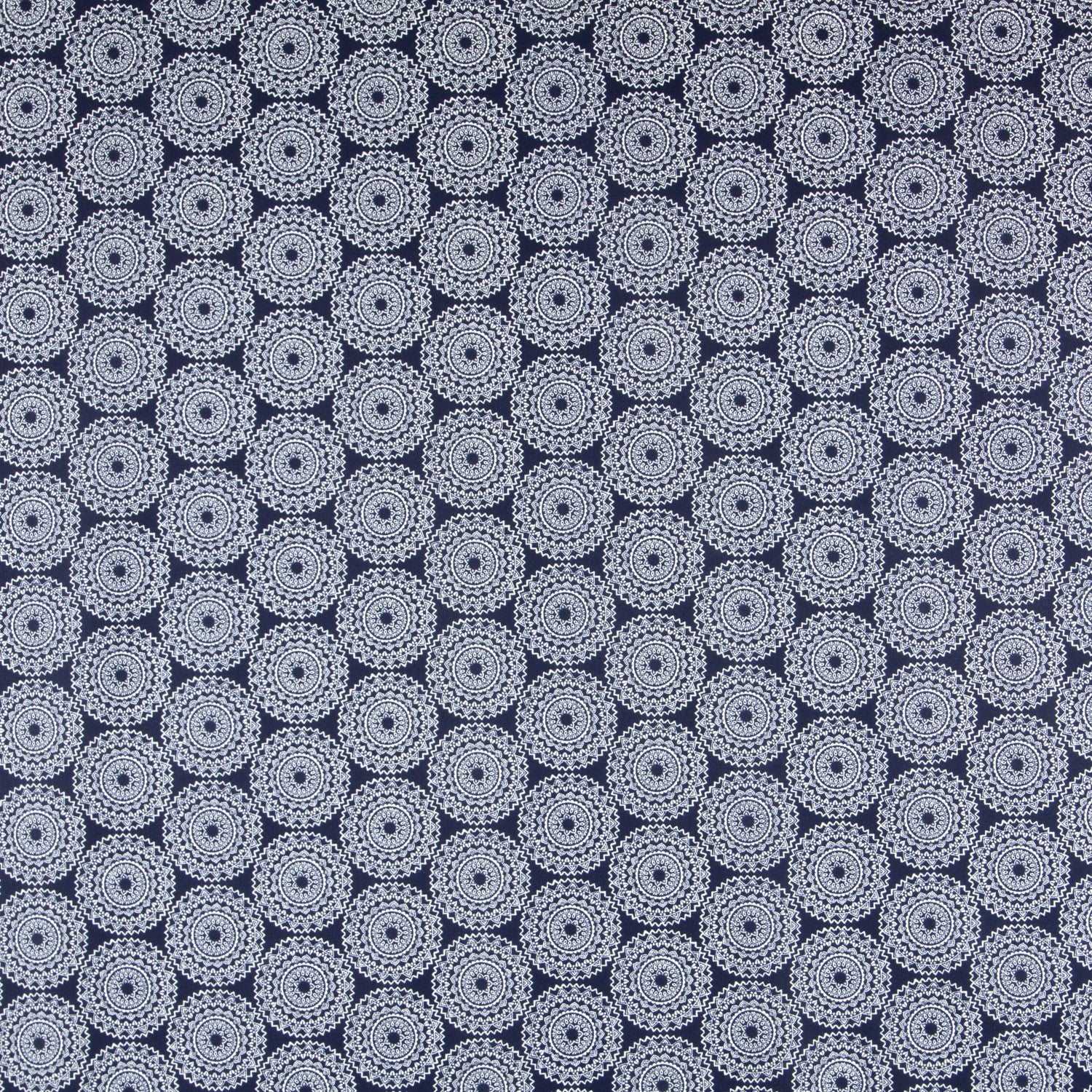 Dunkelblaue Mandala-Popeline - Ribes y Casals