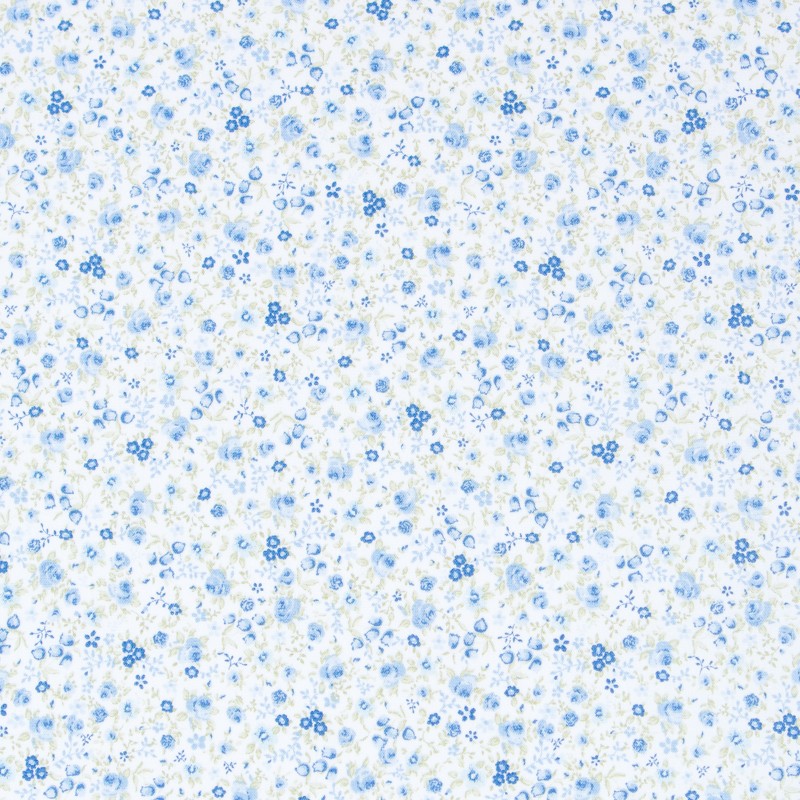 Popeline Mini Bouquet Blau - Ribes y Casals