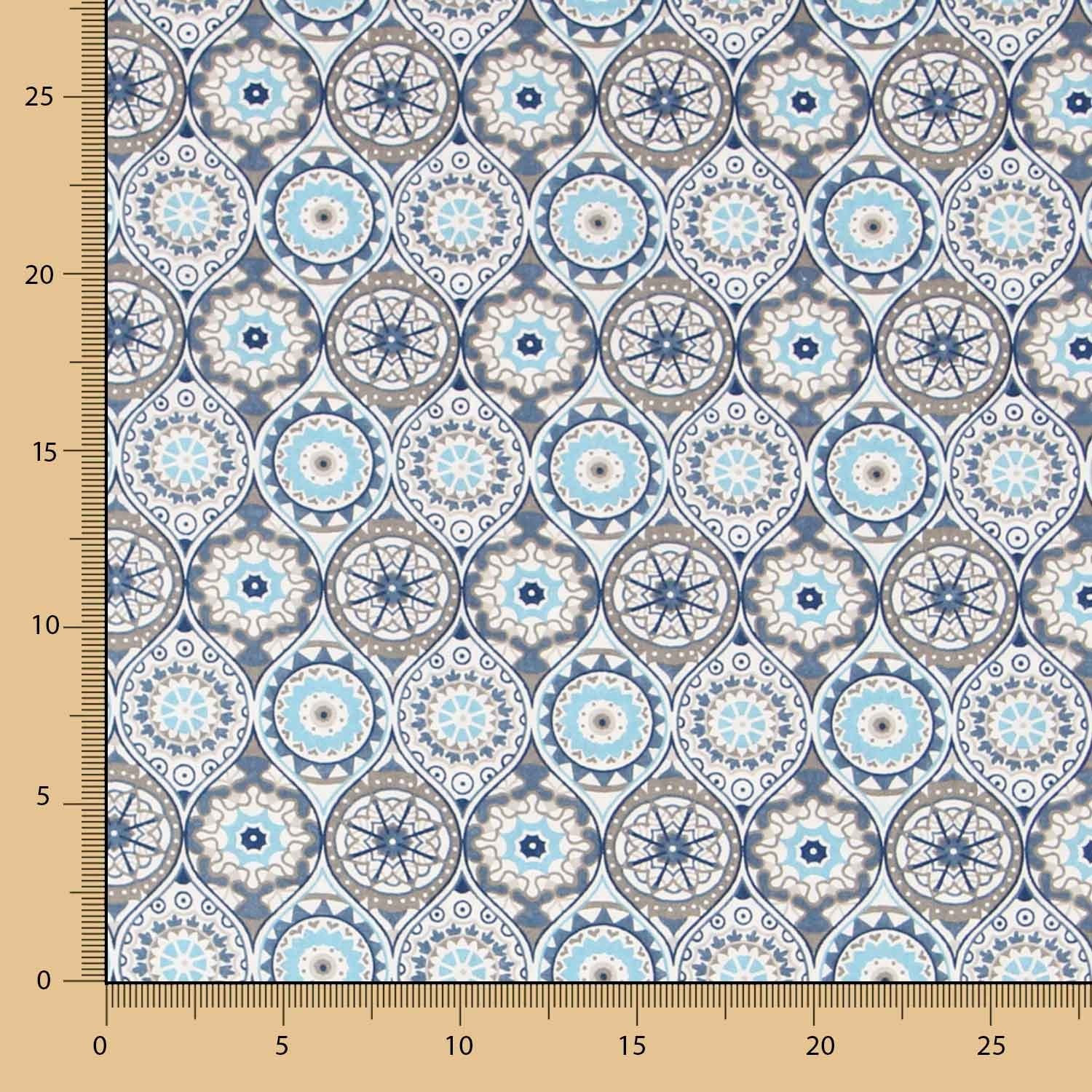 Mandala Blau Mosaik Popeline - Ribes y Casals