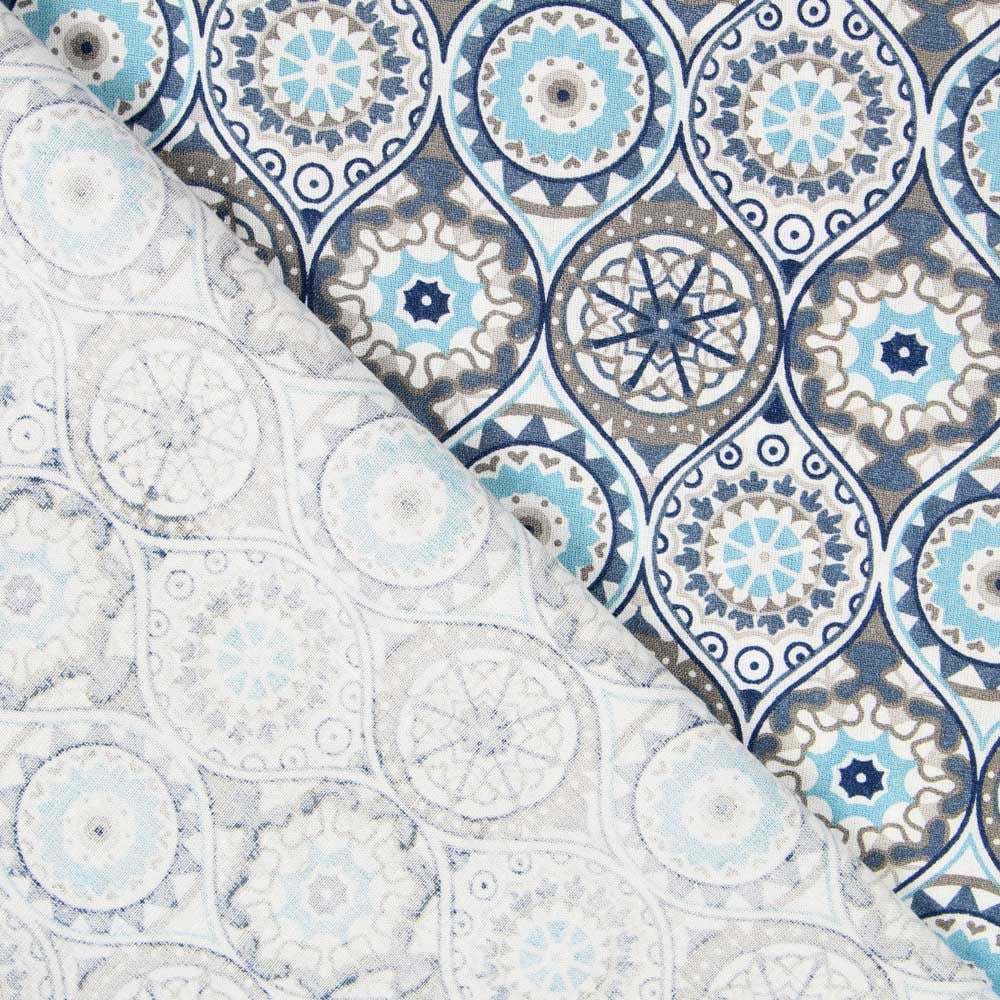 Mandala Blau Mosaik Popeline - Ribes y Casals