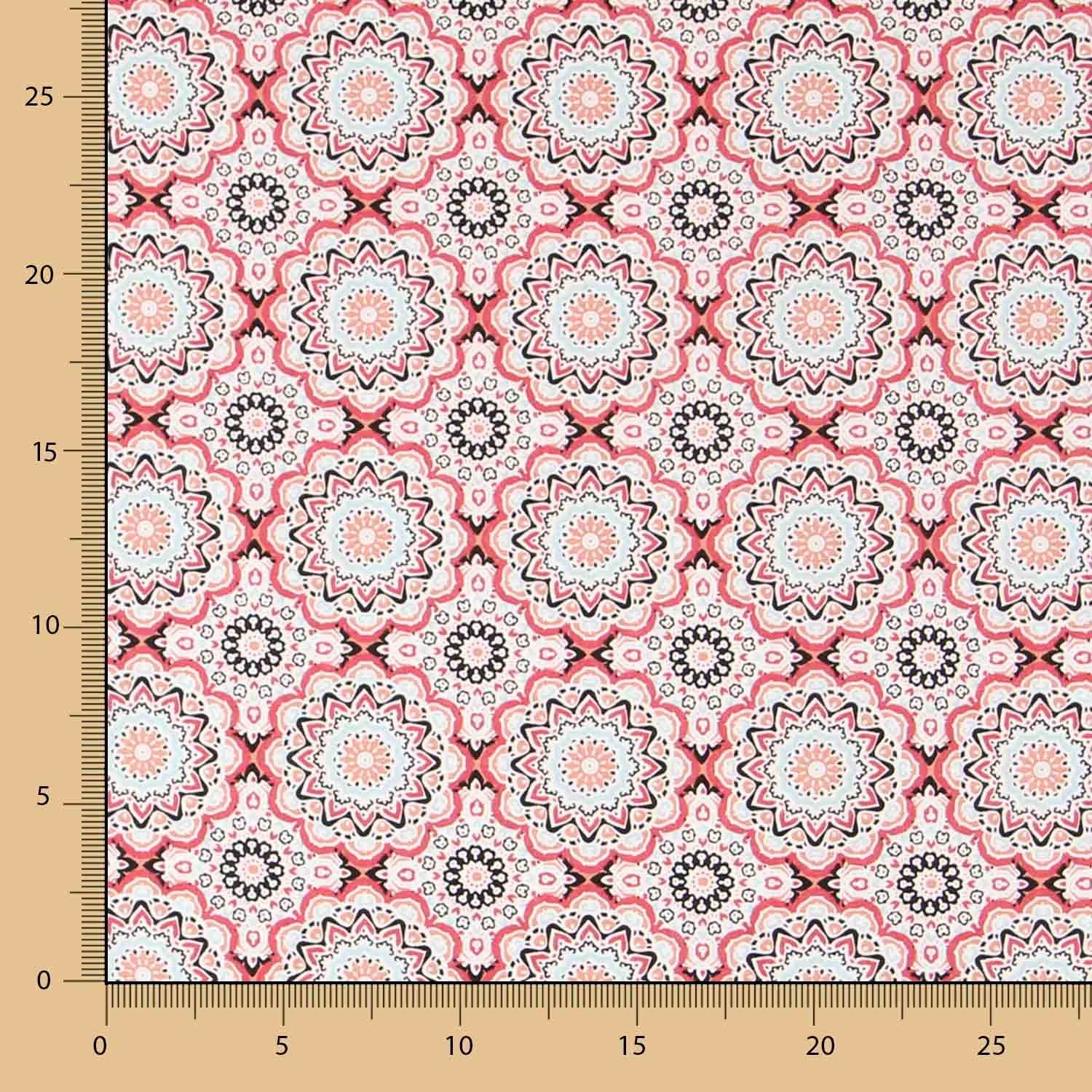 Popeline Mosaik Mandala Rot - Ribes y Casals