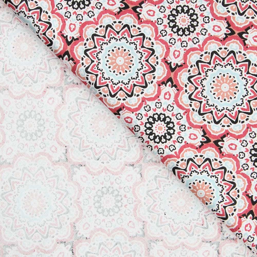 Popeline Mosaik Mandala Rot - Ribes y Casals
