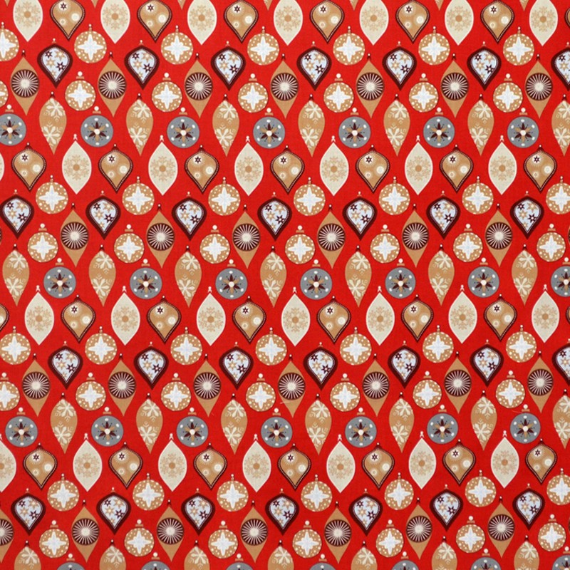 Popeline Weihnachtsornamente Roter Hintergrund - Ribes y Casals
