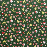 Popeline Weihnachtshirsch Grüner Hintergrund - Ribes y Casals