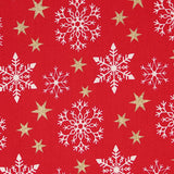 Weihnachts-Popeline Schneesterne Rot - Ribes y Casals
