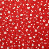 Weihnachten Popeline Sterne Mond Mond Rot Hintergrund - Ribes y Casals
