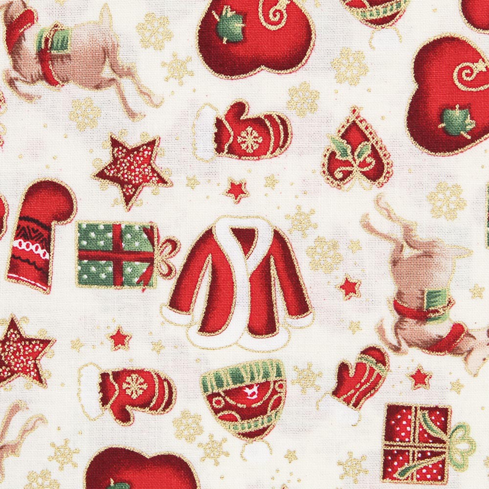 Popeline Weihnachten Mix Ecru - Ribes y Casals