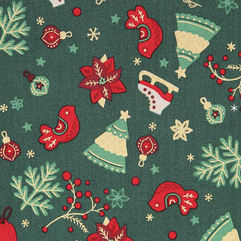 Popeline Weihnachten Mix Grün - Ribes y Casals
