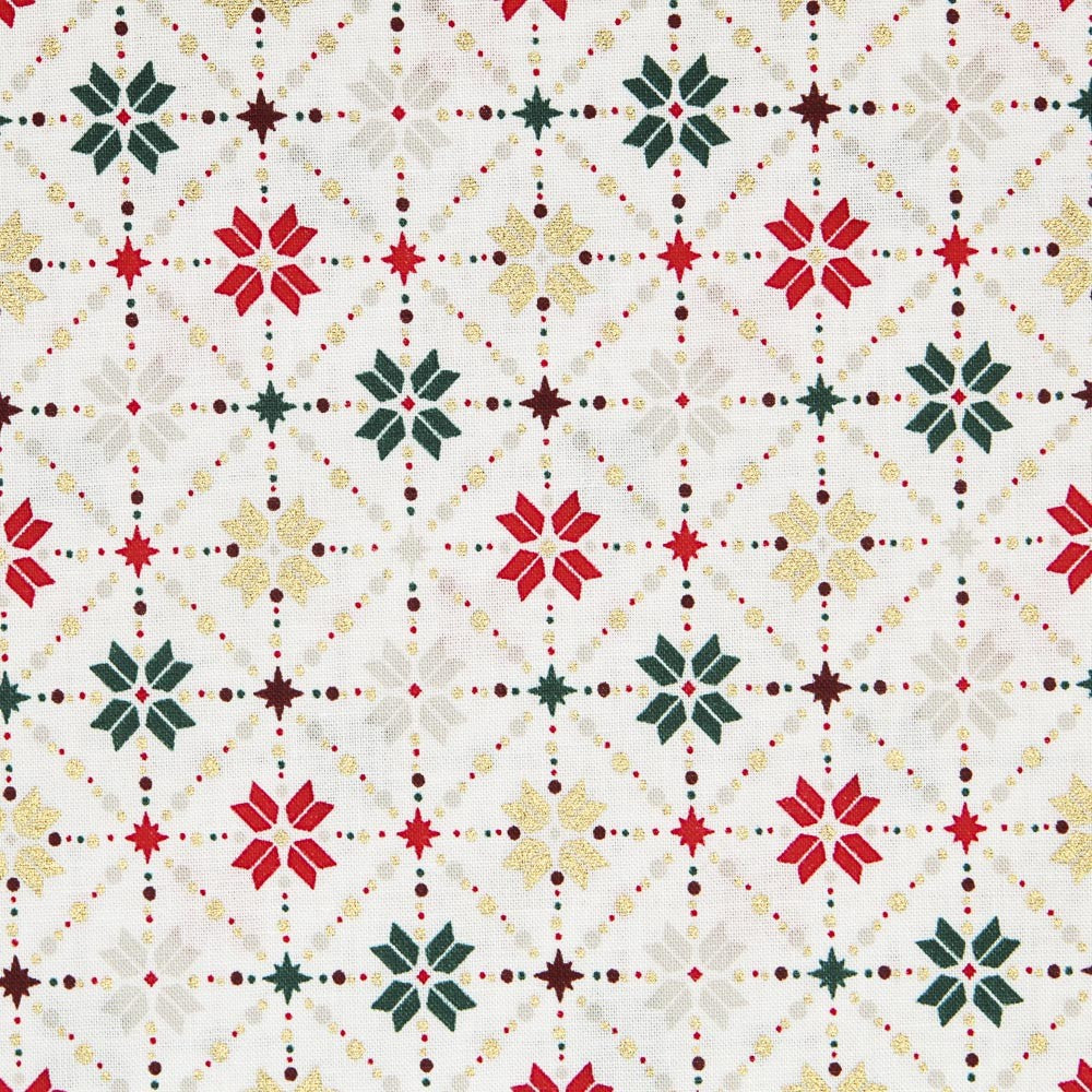 Popeline Weihnachten Mosaik Ecru - Ribes y Casals