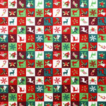 Popeline Weihnachten Mosaik Grün Rot - Ribes y Casals
