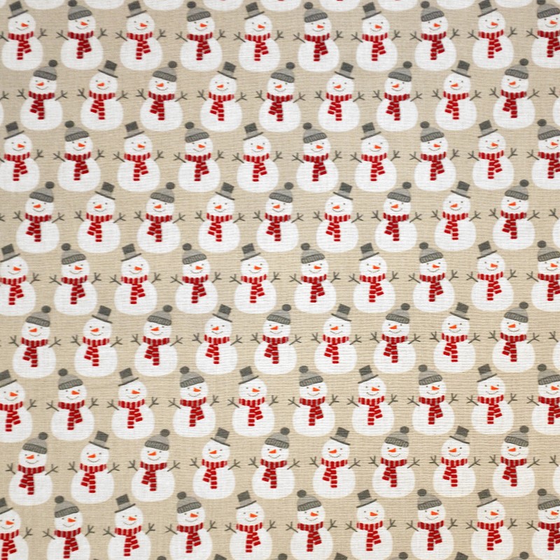 Schneemann Weihnachten Popeline Hellbeige - Ribes y Casals