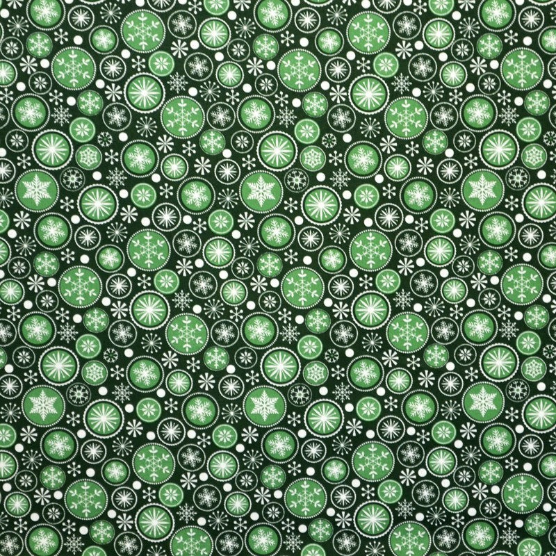 Weihnachten Popeline Schnee Schnee dunkelgrüner Hintergrund - Ribes y Casals