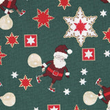 Popeline Weihnachten Santa Grün - Ribes y Casals