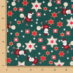 Popeline Weihnachten Santa Grün - Ribes y Casals