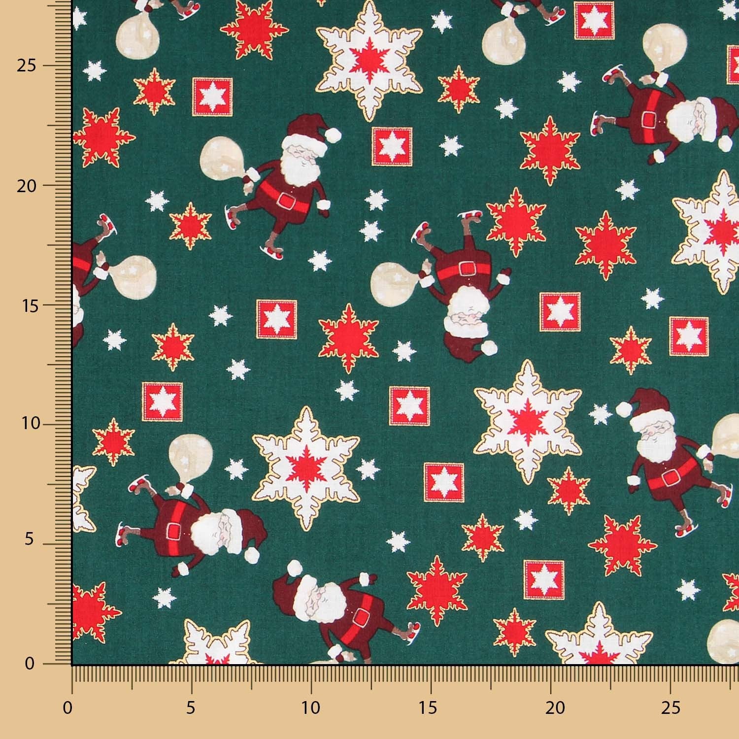 Popeline Weihnachten Santa Grün - Ribes y Casals