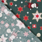 Popeline Weihnachten Santa Grün - Ribes y Casals