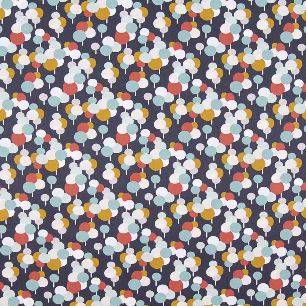 Patchwork-Popeline Bubbles Dunkelblau - Ribes y Casals