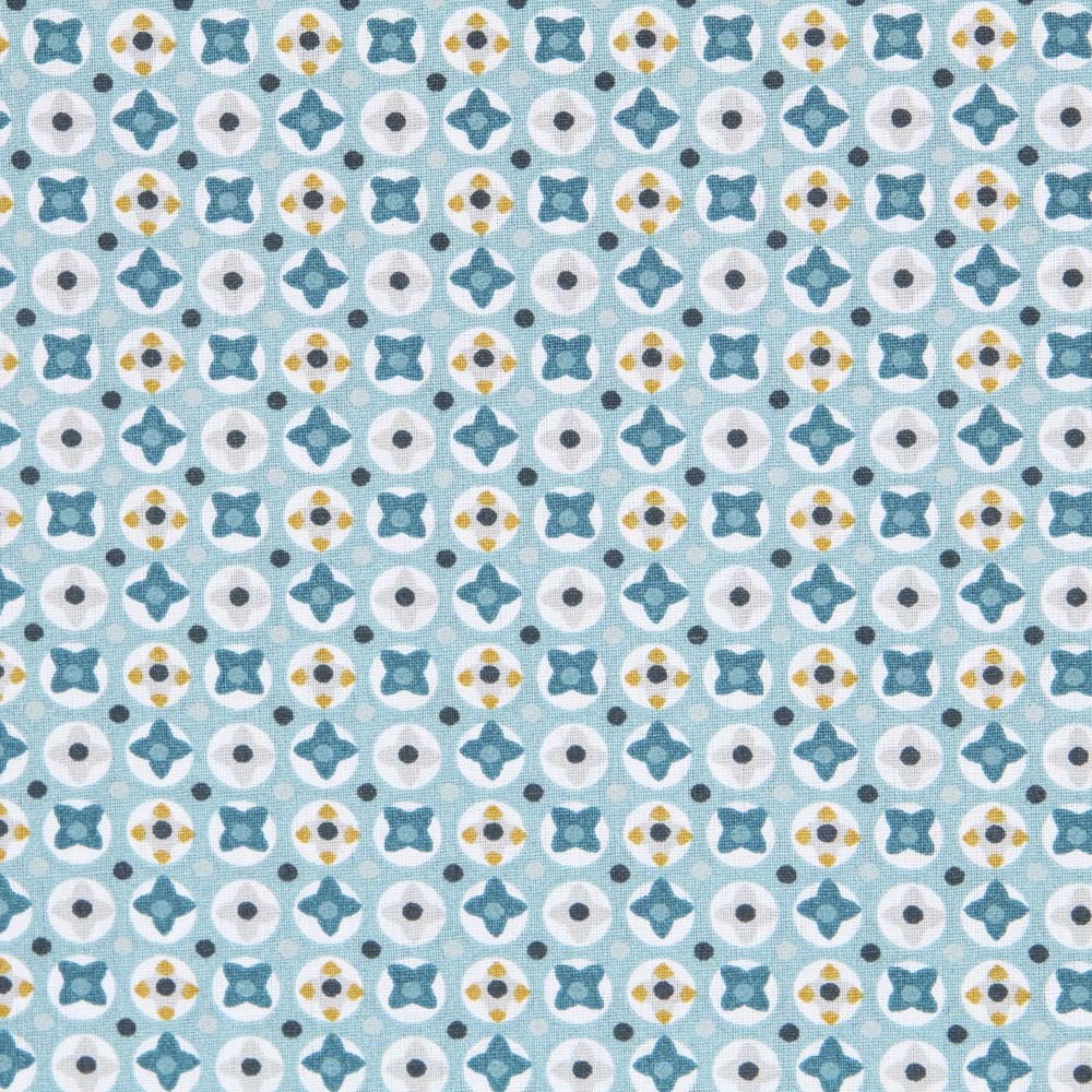 Geometrisches Patchwork Popeline Türkis - Ribes y Casals
