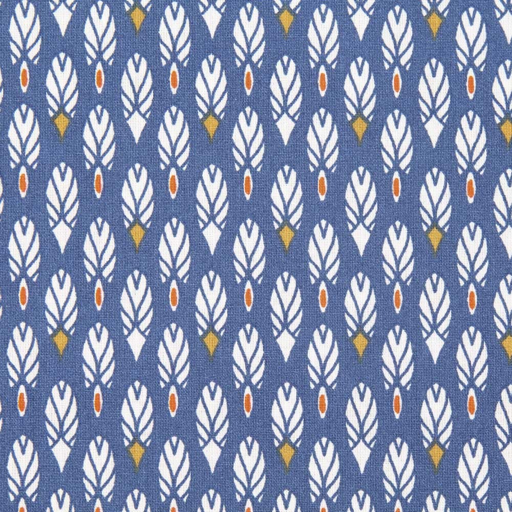 Popeline Patchwork Federn Blau - Ribes y Casals