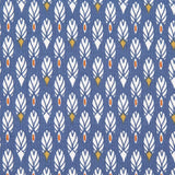 Popeline Patchwork Federn Blau - Ribes y Casals