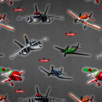 Popeline Flugzeuge Grau - Ribes y Casals