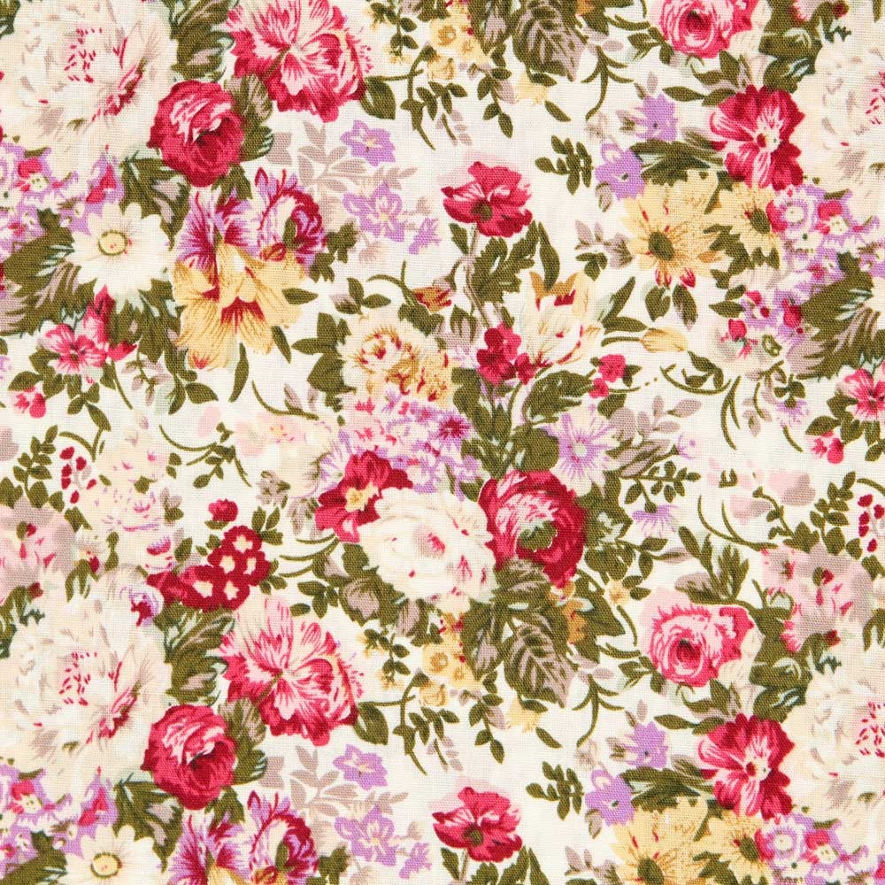 Popeline Retro Floral Ecru - Ribes y Casals