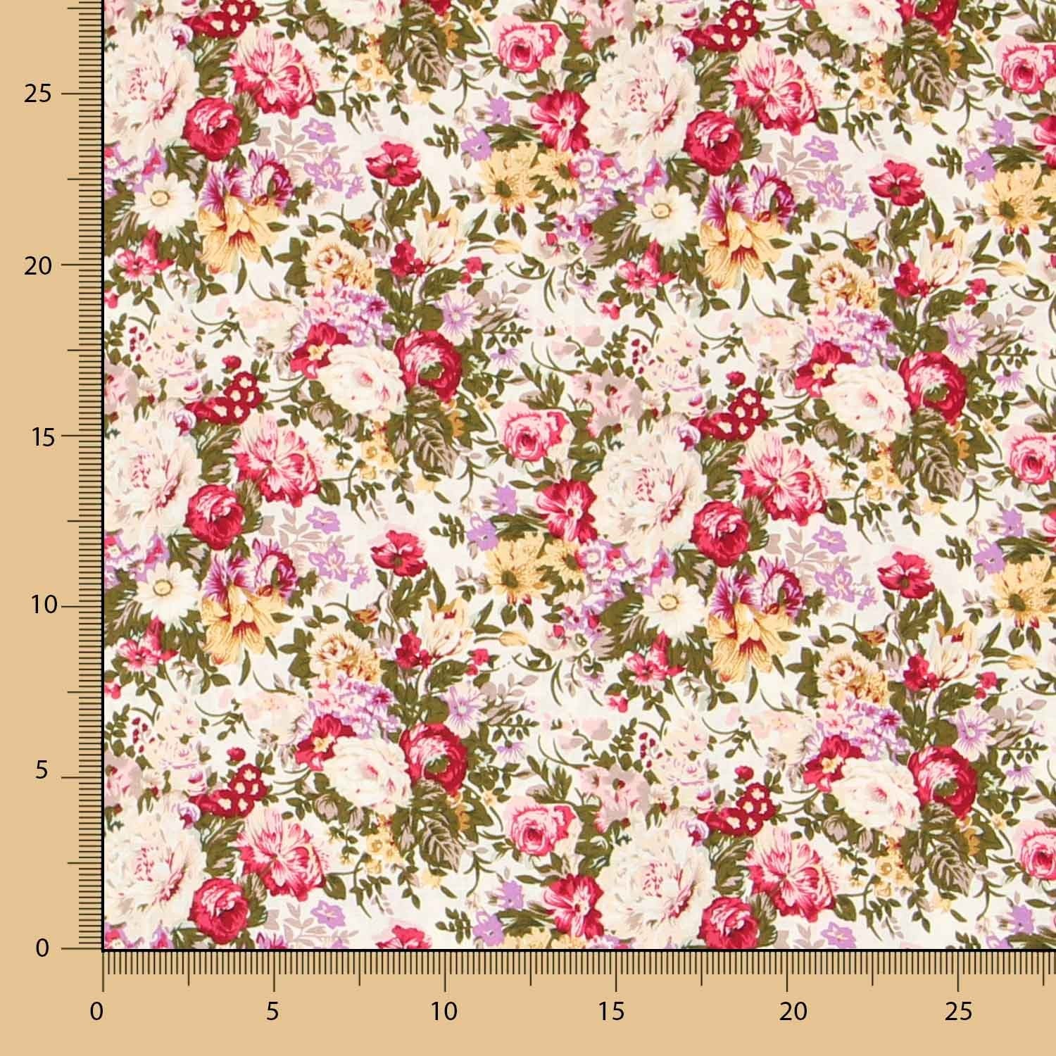 Popeline Retro Floral Ecru - Ribes y Casals