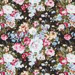 Retro Floral Schwarz Popeline - Ribes y Casals
