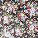 Retro Floral Schwarz Popeline - Ribes y Casals