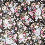 Retro Floral Schwarz Popeline - Ribes y Casals