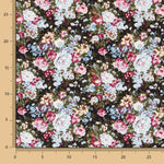 Retro Floral Schwarz Popeline - Ribes y Casals