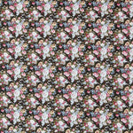 Retro Floral Schwarz Popeline - Ribes y Casals