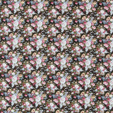 Retro Floral Schwarz Popeline - Ribes y Casals
