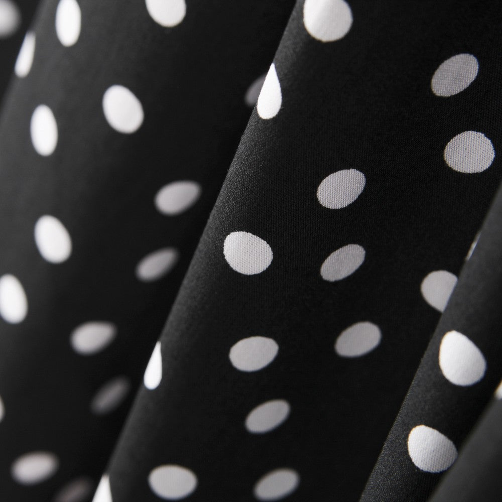 Weiß gepunktete Spandex-Popeline 7mm Schwarz - Ribes y Casals
