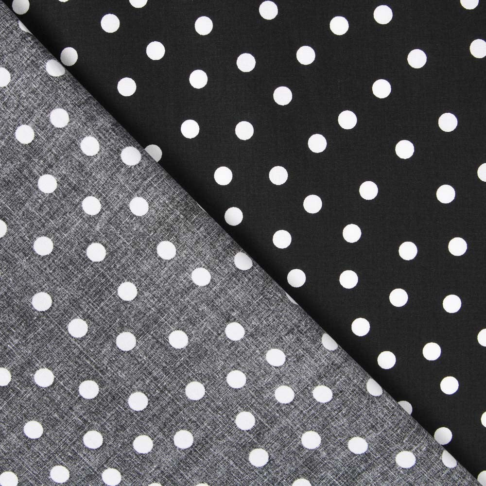 Weiß gepunktete Spandex-Popeline 7mm Schwarz - Ribes y Casals