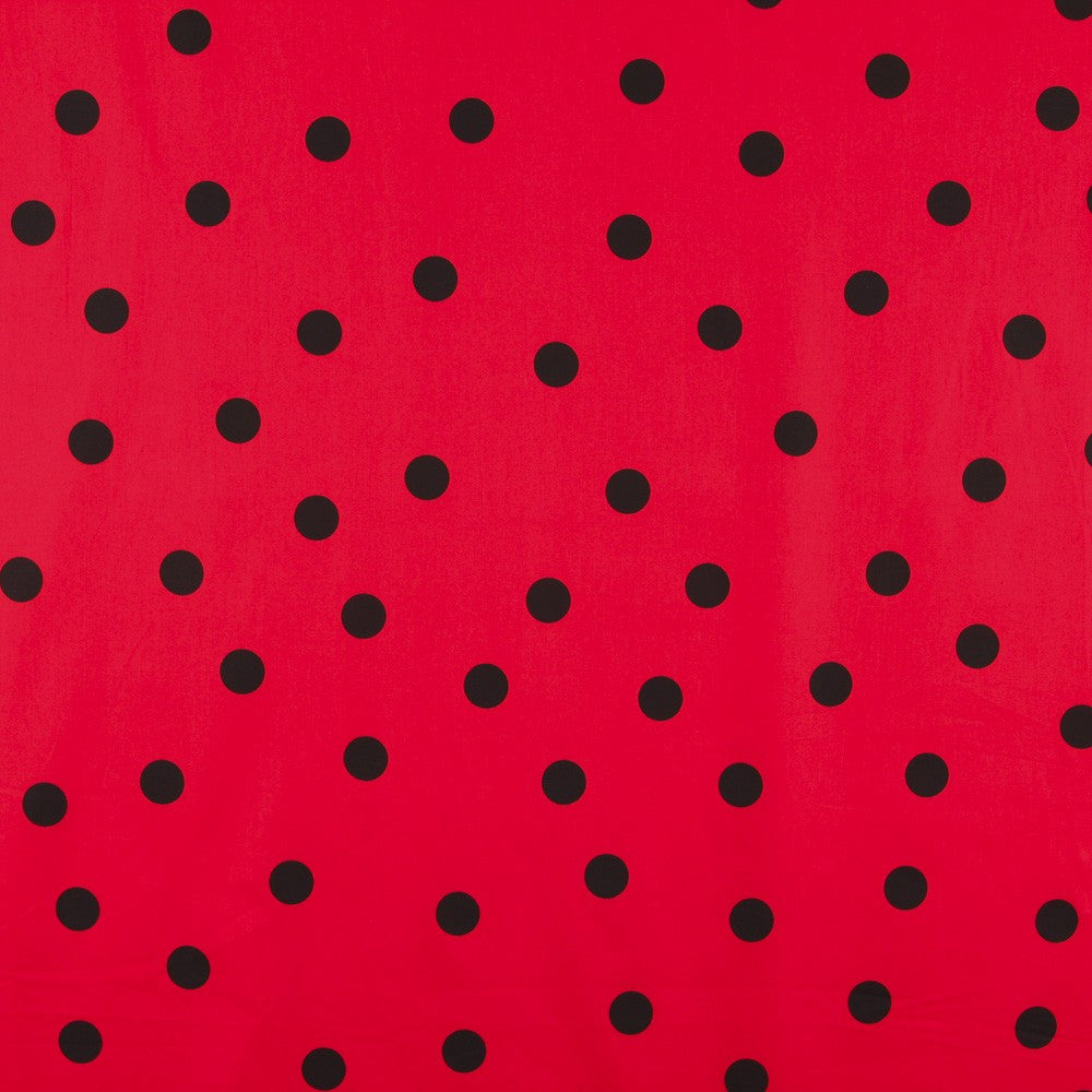 Spandex Popeline Popeline Schwarz Polka Dots 30mm Rot 155 x 140 cm - Ribes y Casals