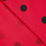 Spandex Popeline Popeline Schwarz Polka Dots 30mm Rot 155 x 140 cm - Ribes y Casals