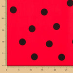 Spandex Popeline Popeline Schwarz Polka Dots 30mm Rot 155 x 140 cm - Ribes y Casals