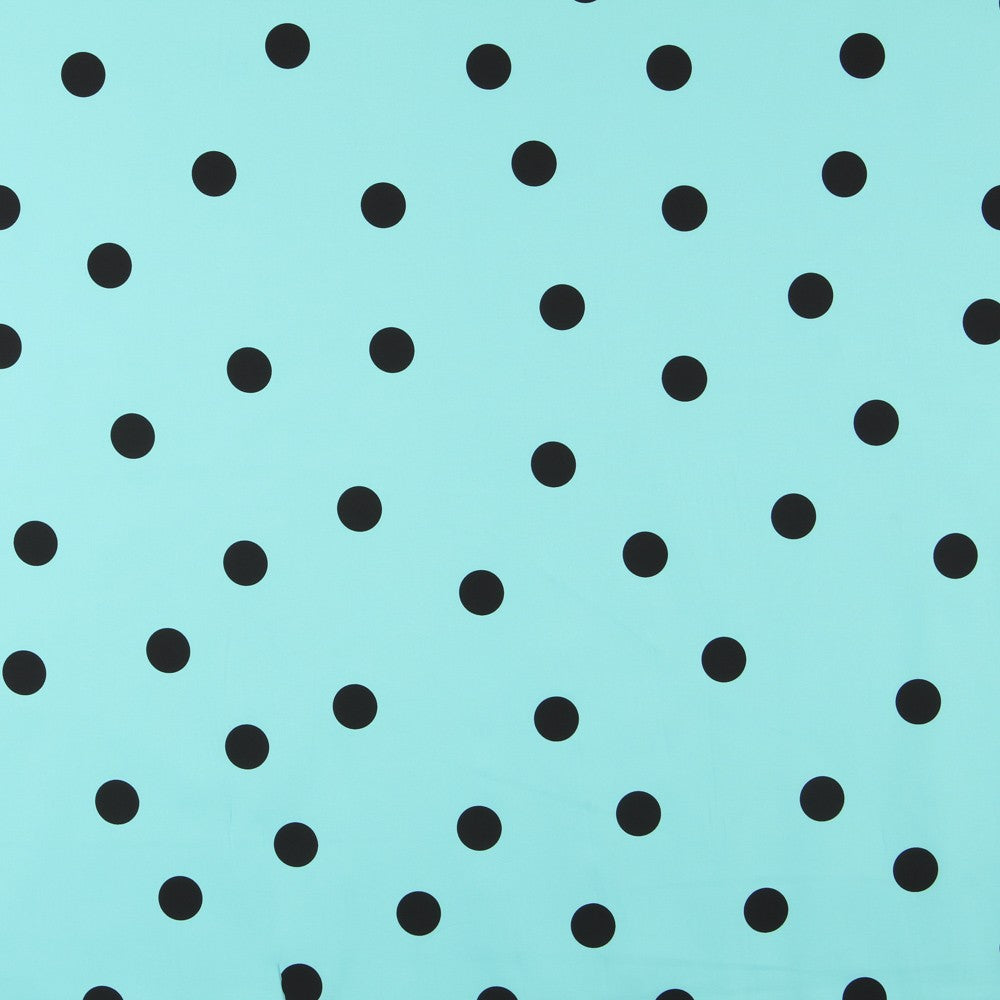 Spandex Popeline Polka Dots Schwarz 30mm Türkis - Ribes y Casals