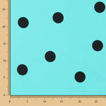 Spandex Popeline Polka Dots Schwarz 30mm Türkis - Ribes y Casals