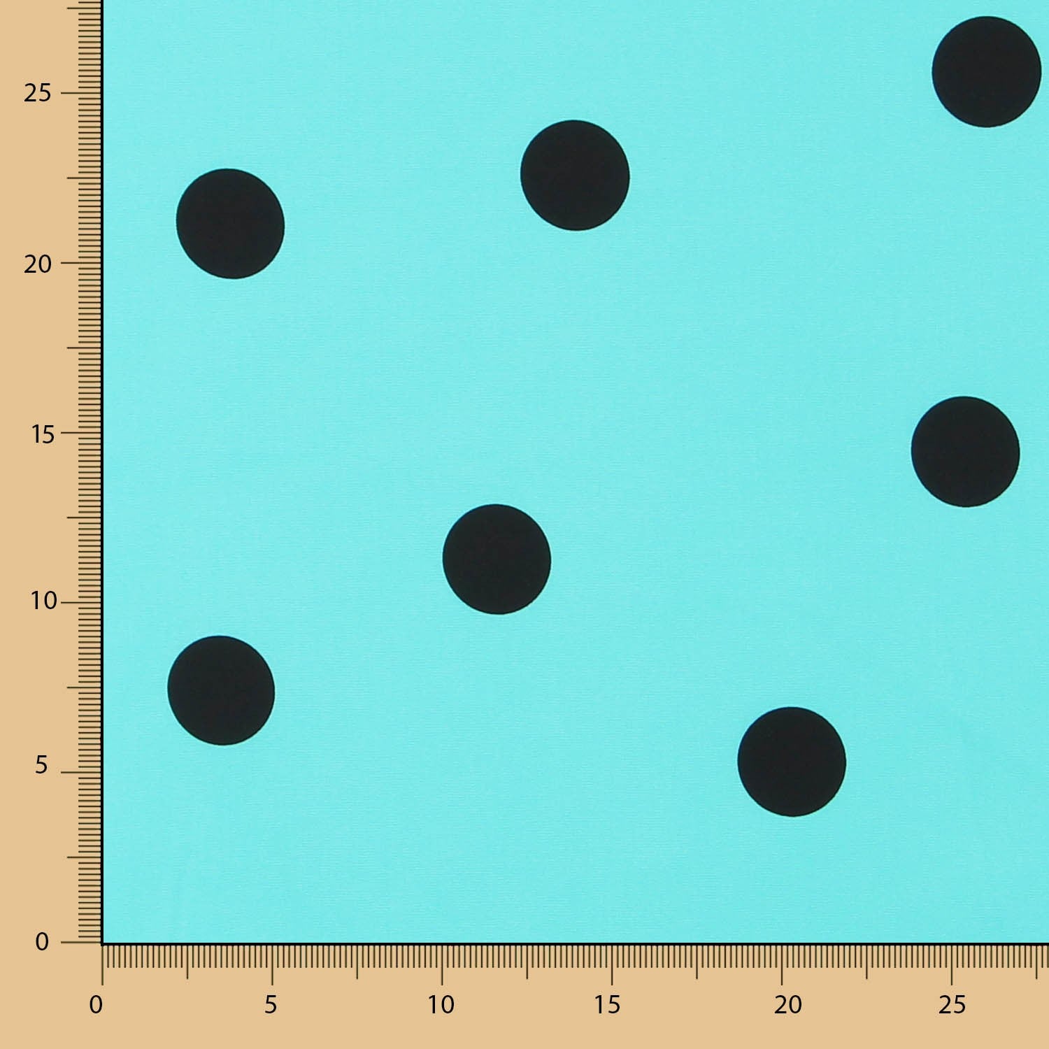 Spandex Popeline Polka Dots Schwarz 30mm Türkis - Ribes y Casals