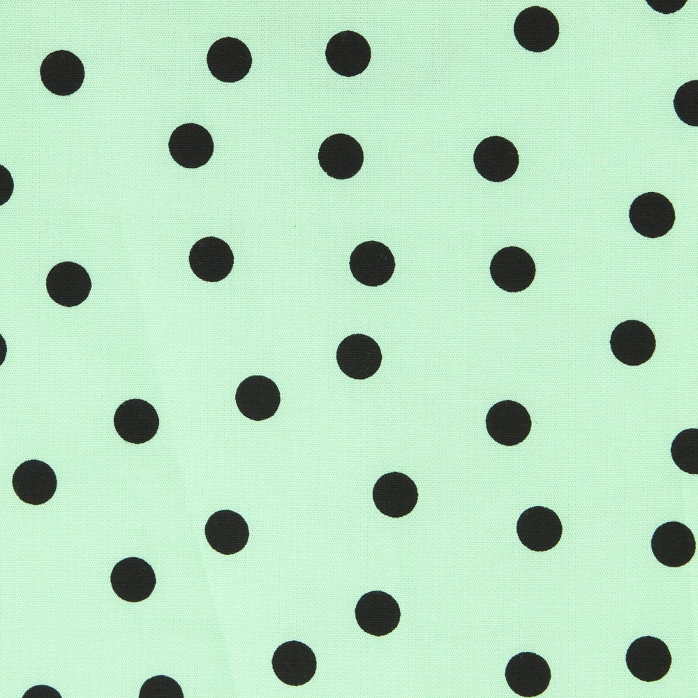 Schwarz gepunktete Spandex-Popeline 7mm Mint - Ribes y Casals
